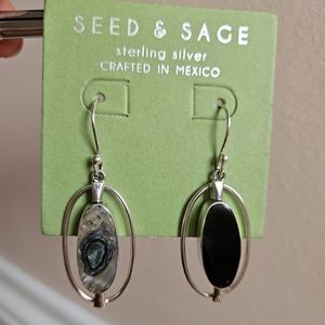 Seed & Sage Oval Sterling Silver 925 Mexico Abalone Onyx Reversible